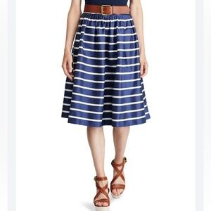 Polo Ralph Lauren Striped A-line Silk/Cotten Blend Navy/white Skirt